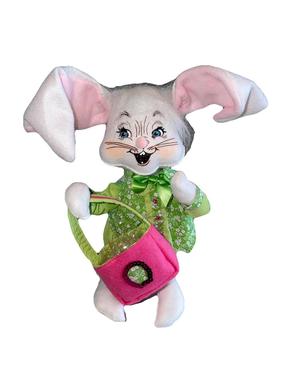 Annalee Easter Bunny Rabbit Garden Spring Daisy 16” 2009 Basket Plush Figurine